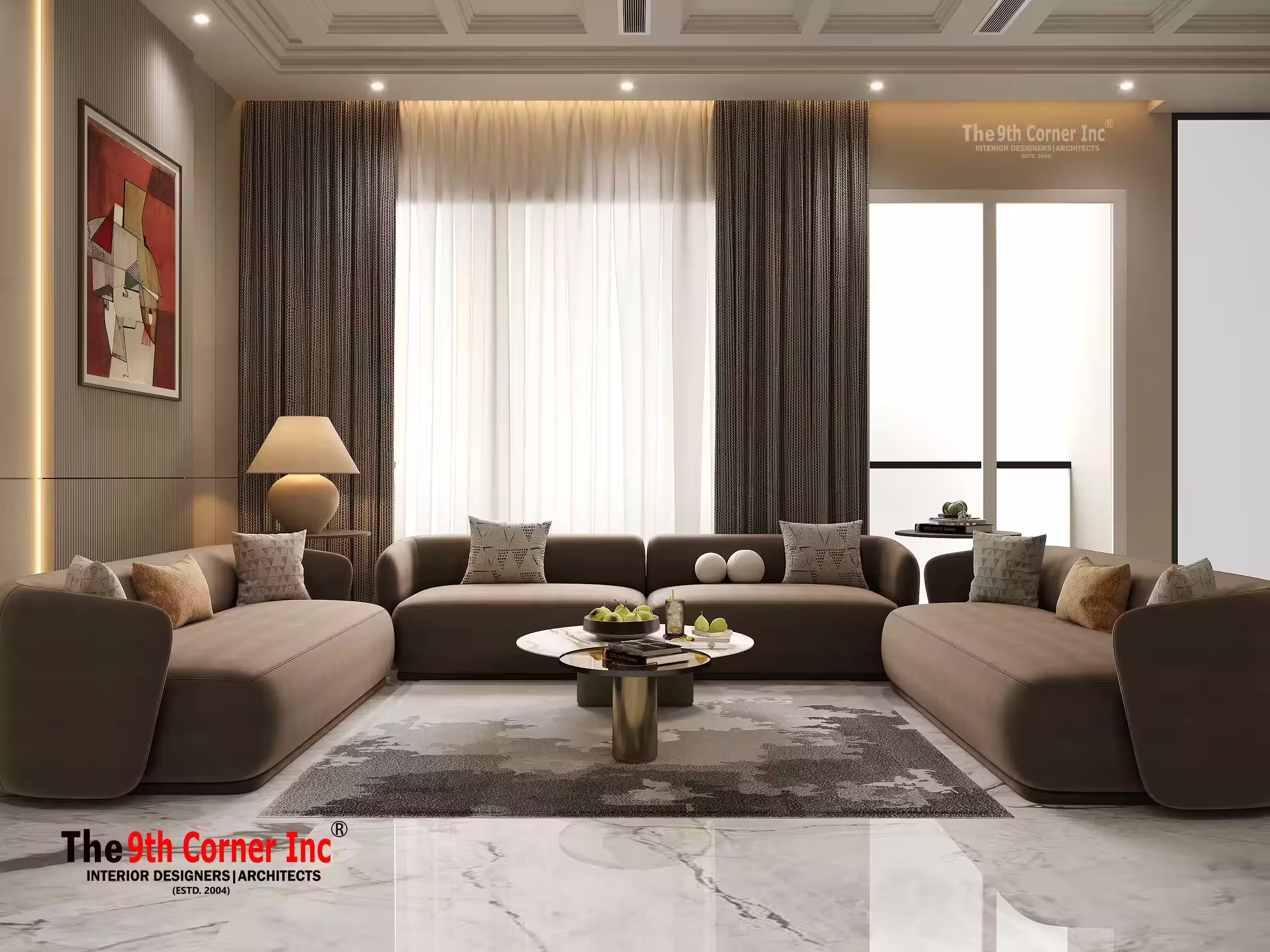 Living room of the Dr AK Jain residence in Model Town, North Delhi, designed by 9th Corner