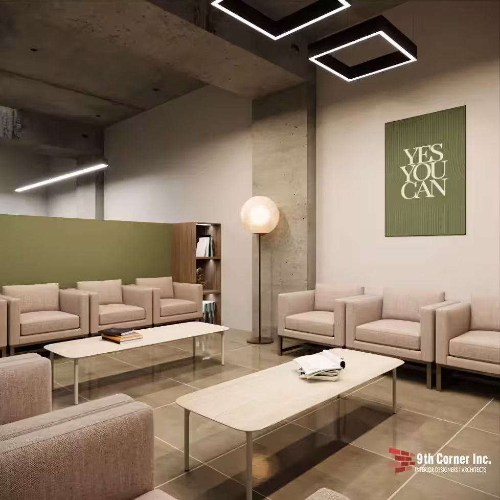 Waiting lounge in a commercial fit-out by 9th Corner