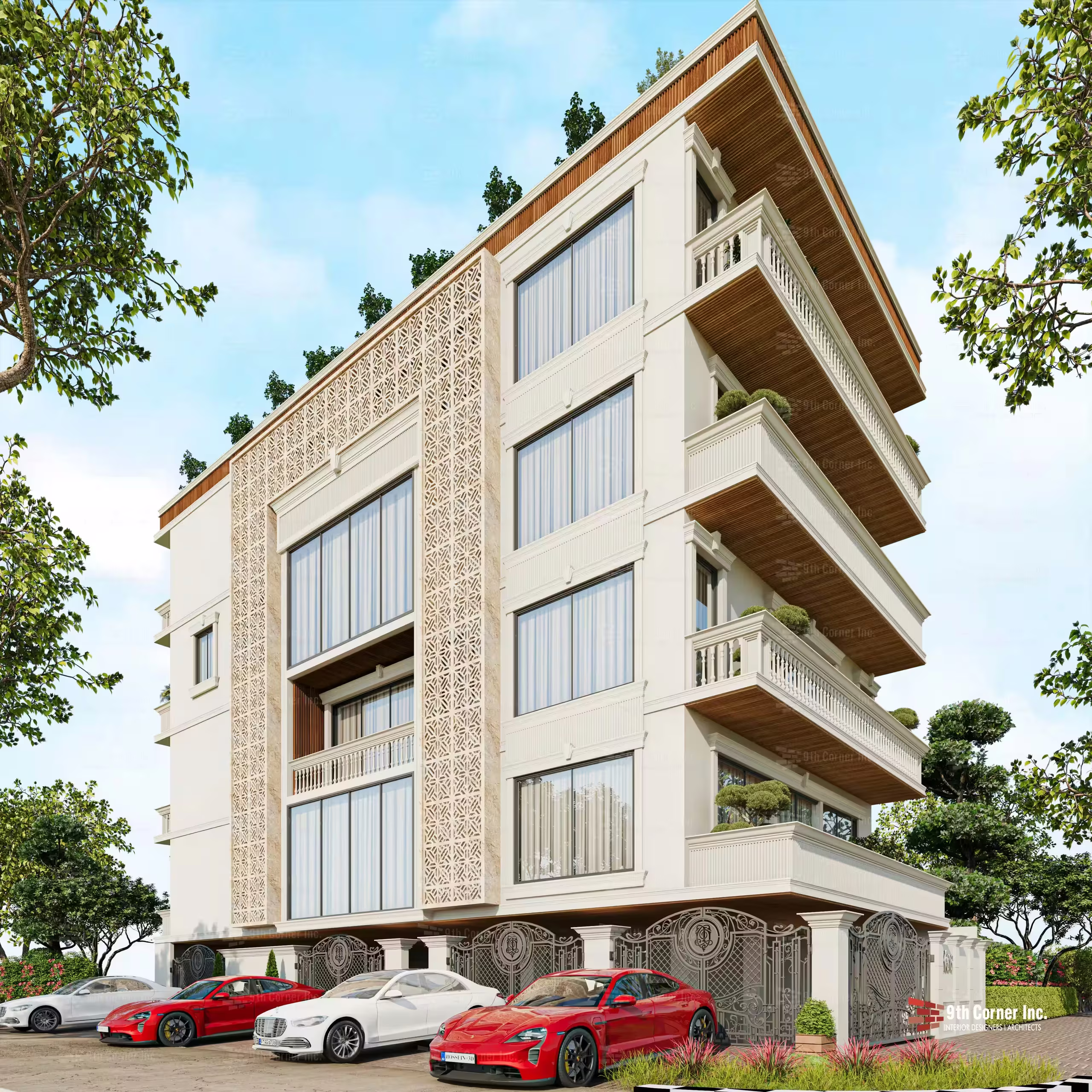 Front elevation of a residential building in South Extension, South Delhi, designed by 9th Corner