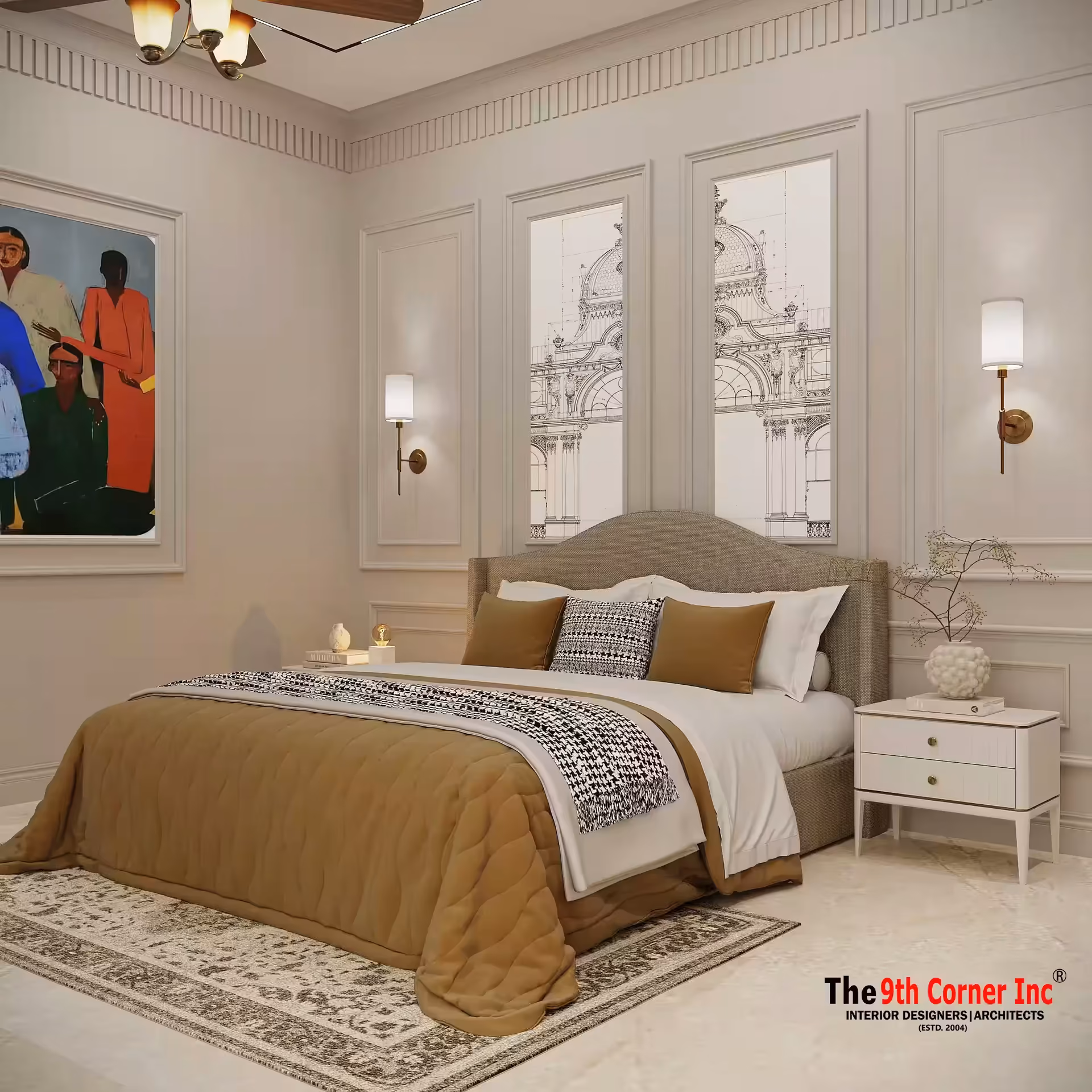 Designer false ceiling and lighting at Dr AK Jain residence in Model Town by Ninth Corner