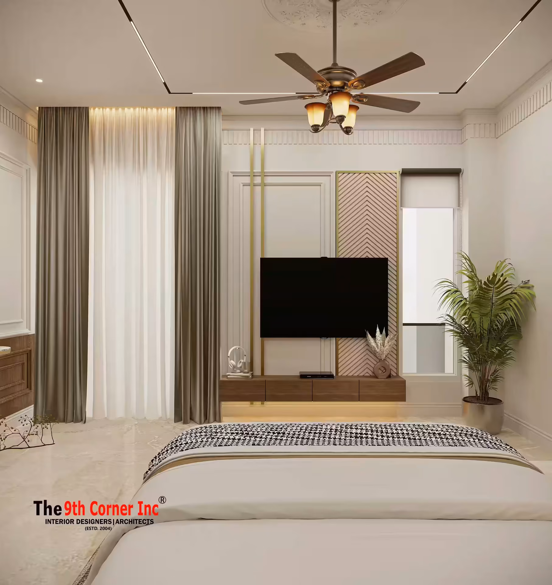 Refined wall panelling detail at Dr AK Jain residence in Model Town by Ninth Corner