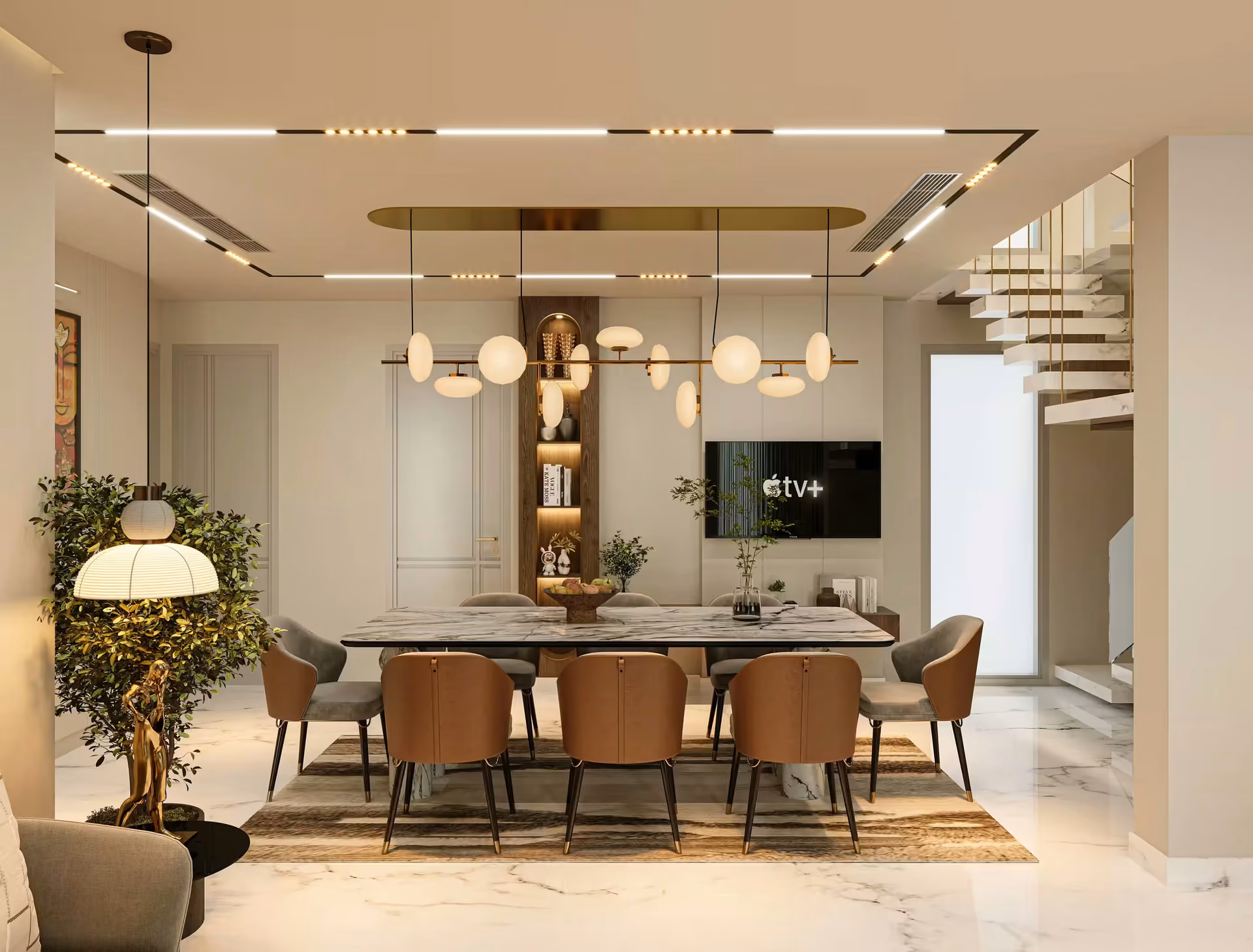 Welcoming foyer and entrance design at Dr AK Jain residence in Model Town by Ninth Corner