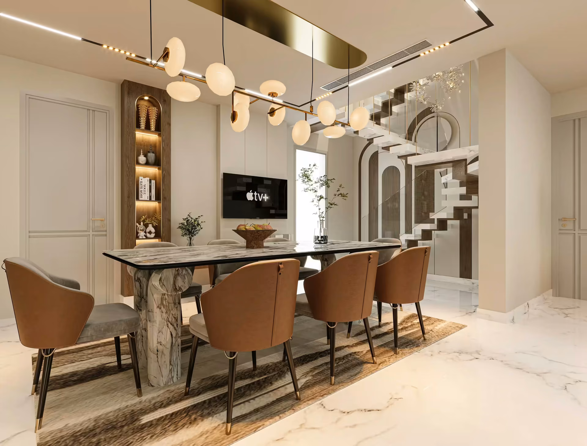 Elegant living room interior design at Dr AK Jain residence in Model Town by Ninth Corner