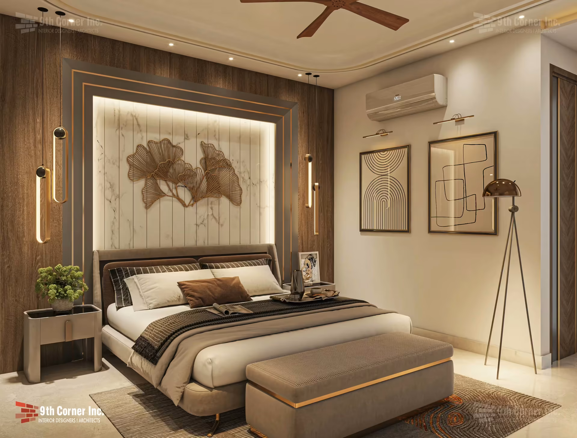 Elegant living room interior design at Dr Jain residence in Karol Bagh by Ninth Corner