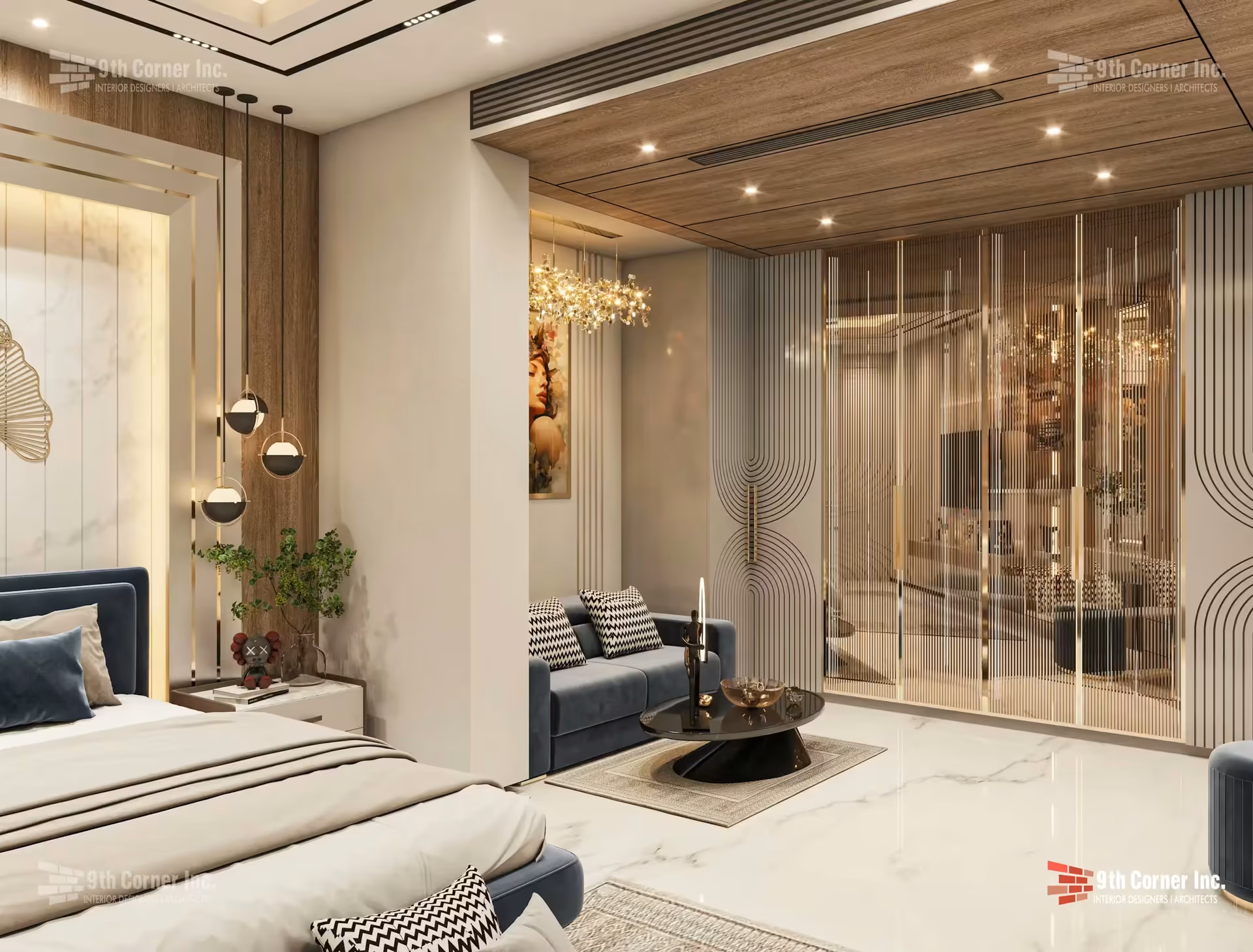 Stylish dining area interior at Dr Jain residence in Karol Bagh by Ninth Corner