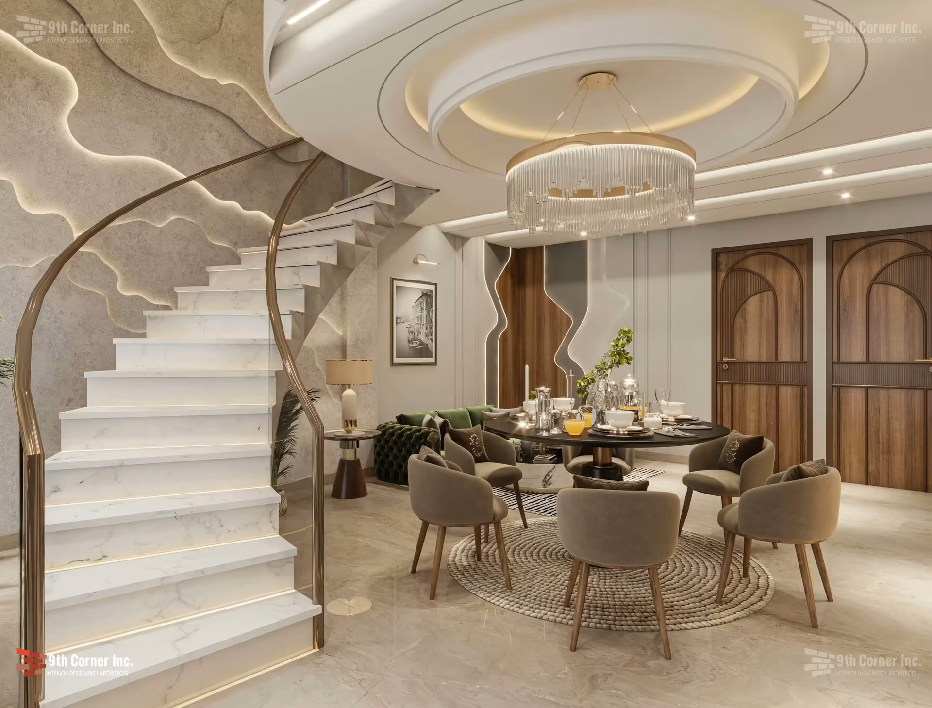 Warm guest bedroom interior at Dr Jain residence in Karol Bagh by Ninth Corner