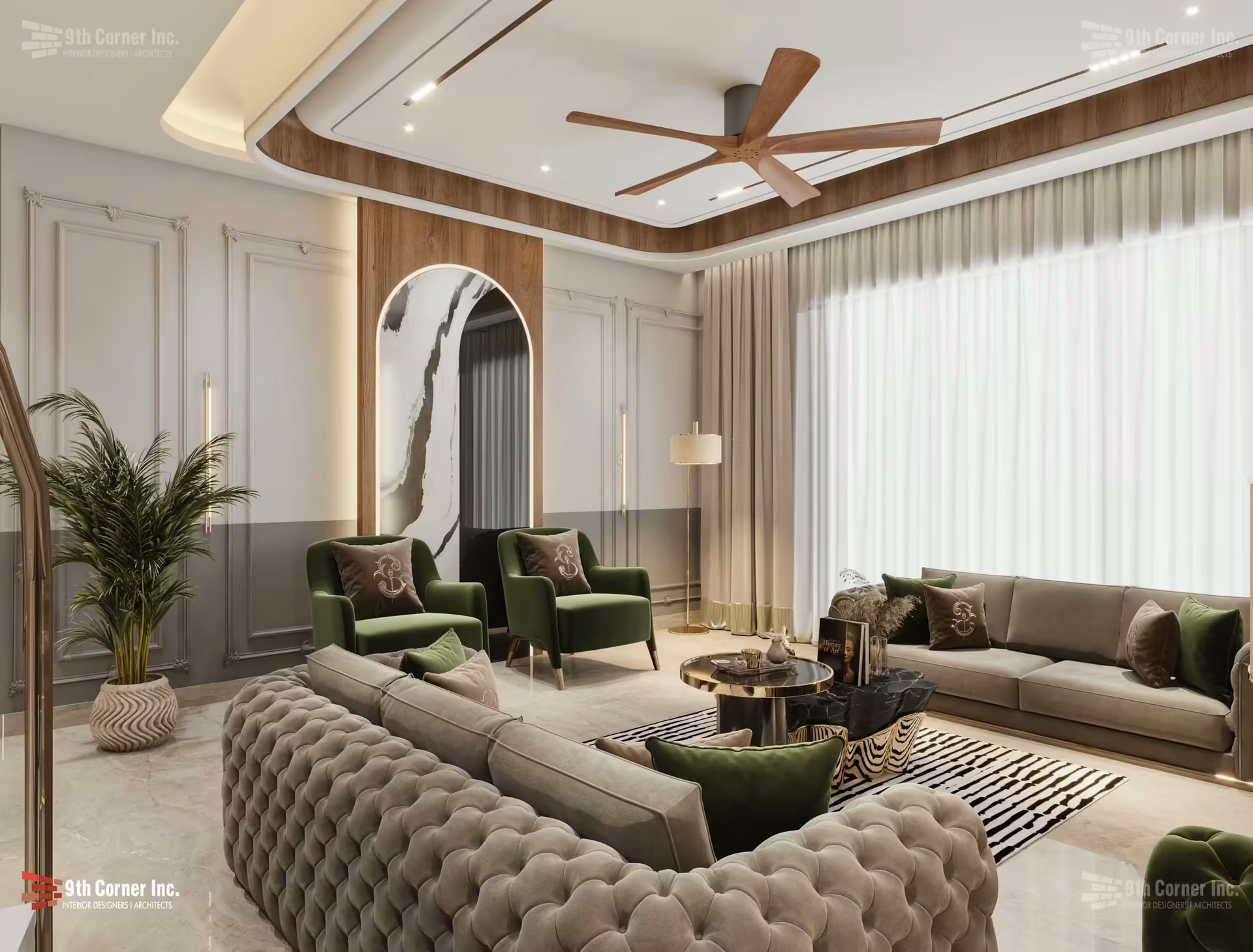 Designer false ceiling and lighting at Dr Jain residence in Karol Bagh by Ninth Corner