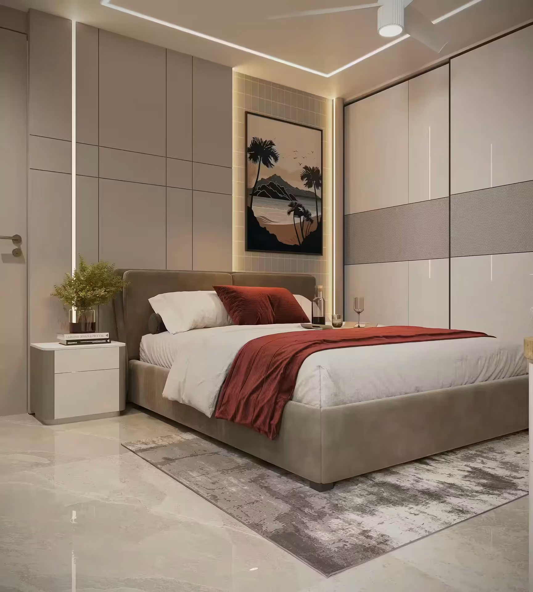Contemporary drawing room design at Mr Anand Kumar residence in Noida by Ninth Corner