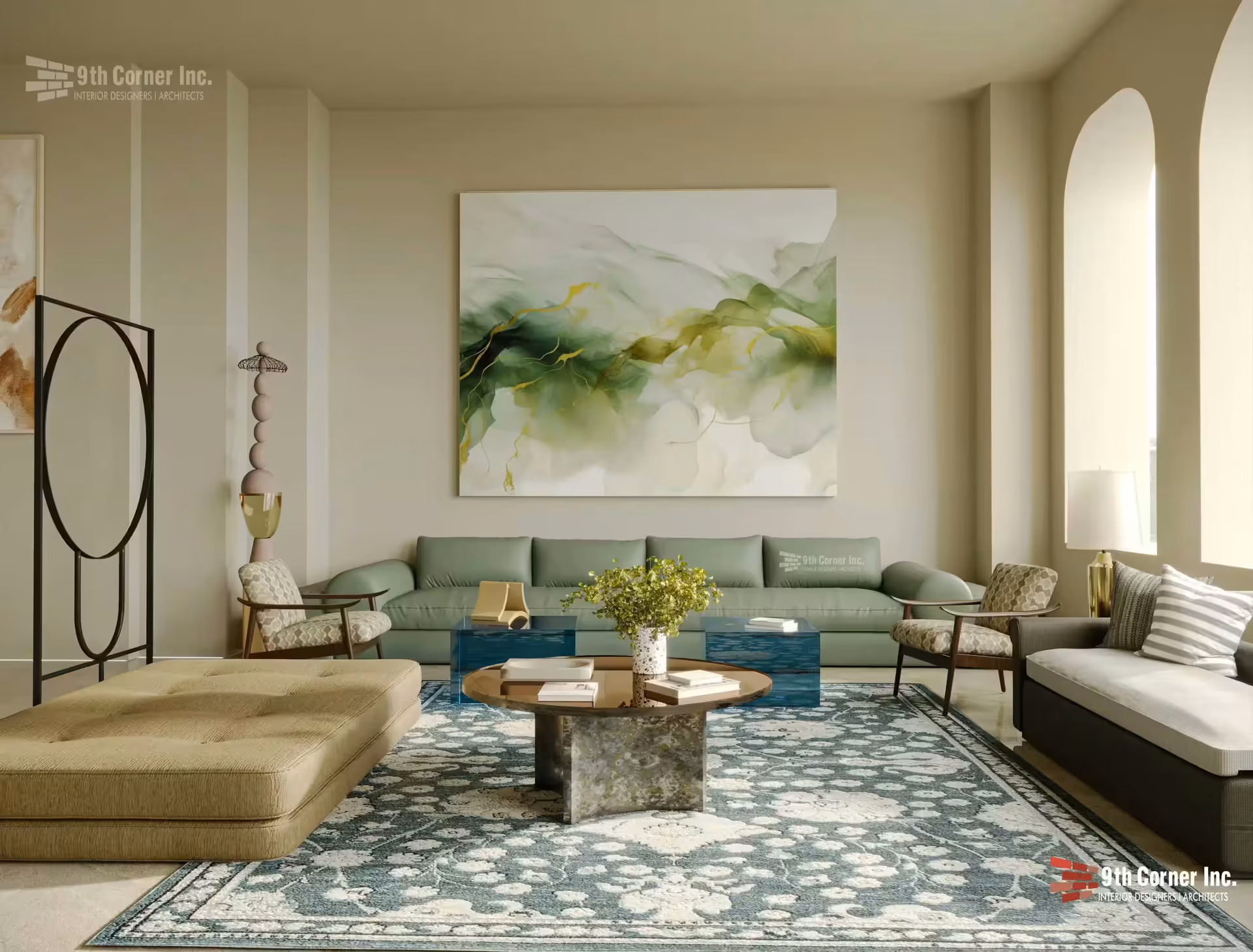 Refined wall panelling detail at Mr Anand Kumar residence in Noida by Ninth Corner