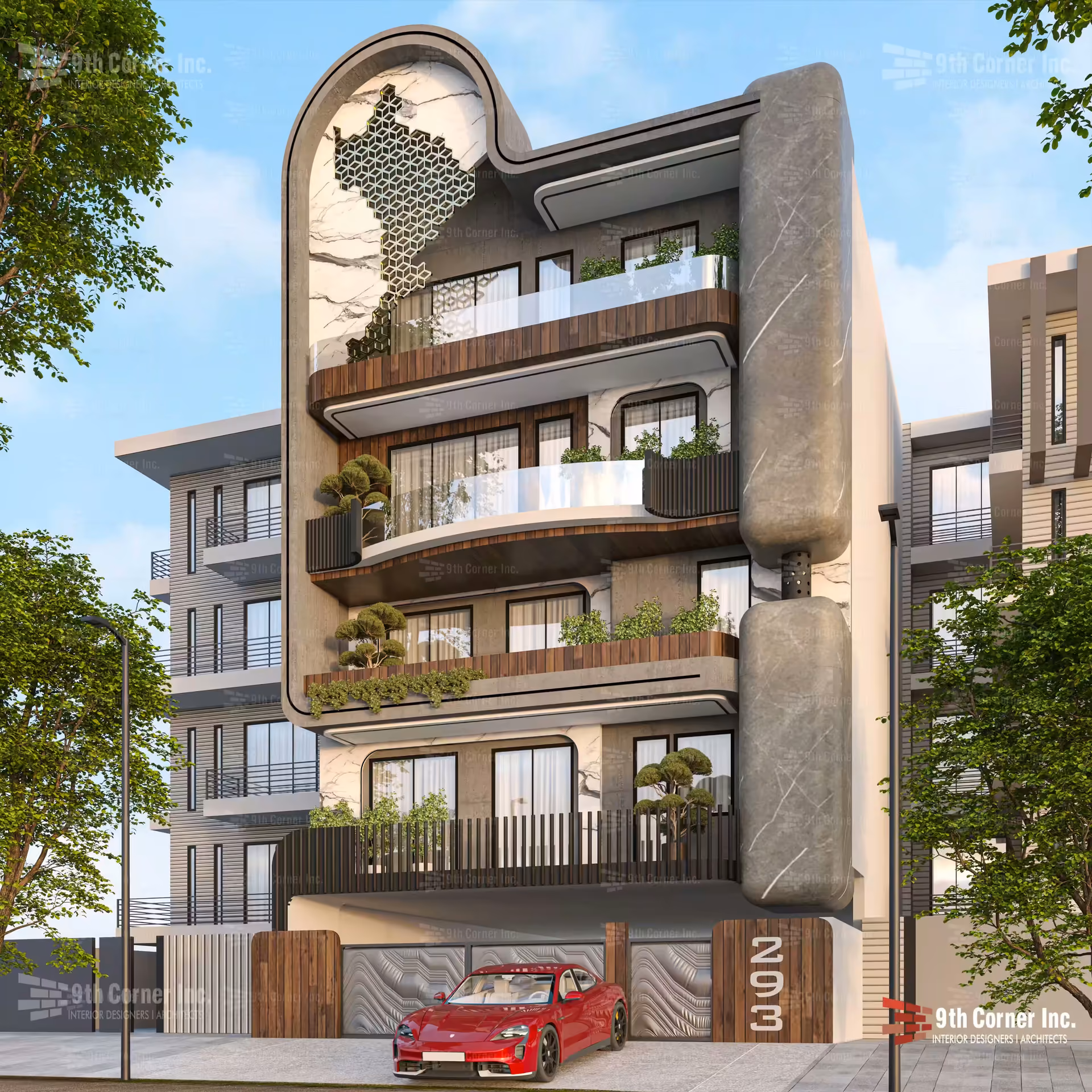 Independent floors with balconies on the Mr Arun building, designed by 9th Corner