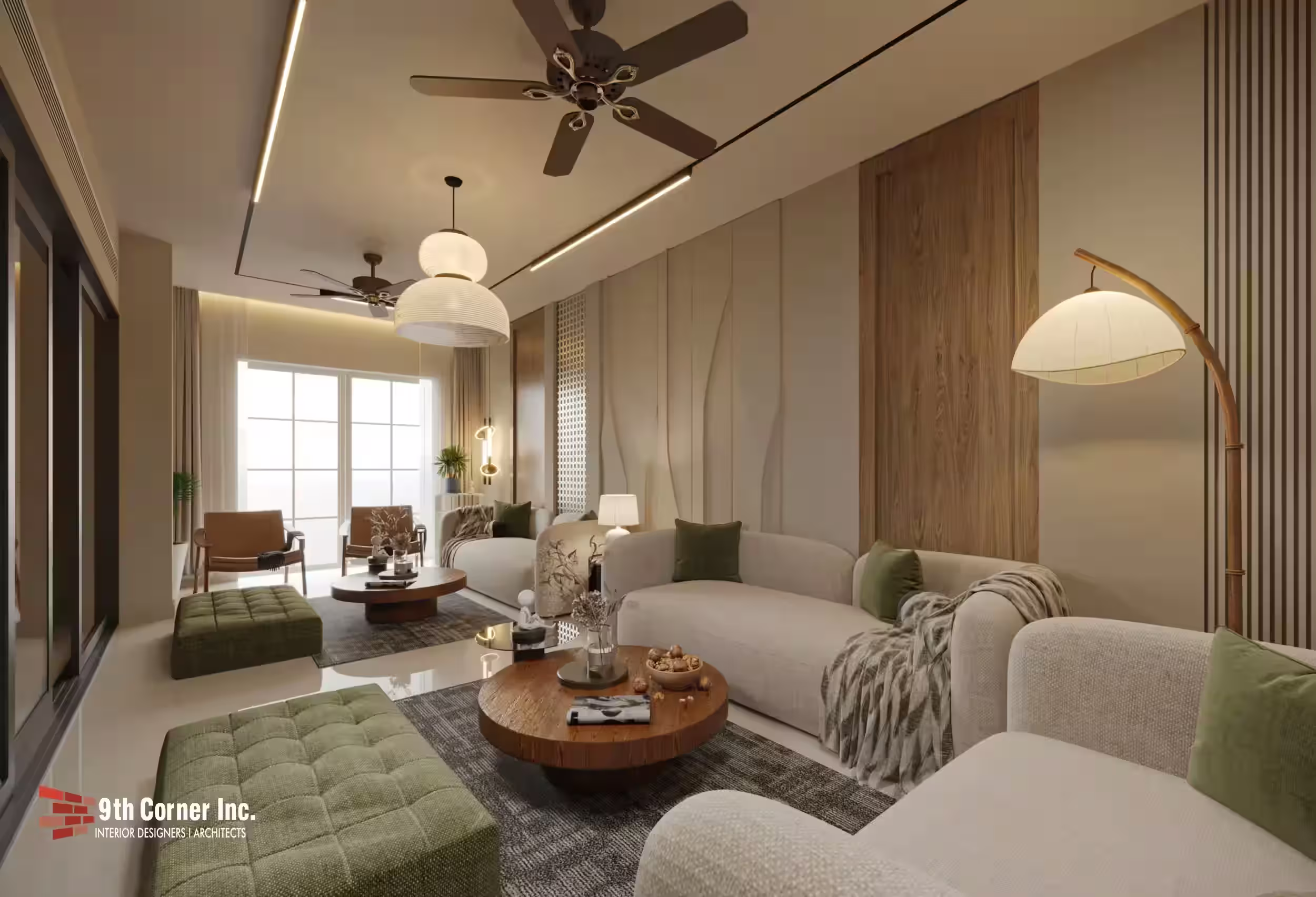 Designer false ceiling and lighting at Mr Raj Gupta residence in Gujranwala Town by Ninth Corner