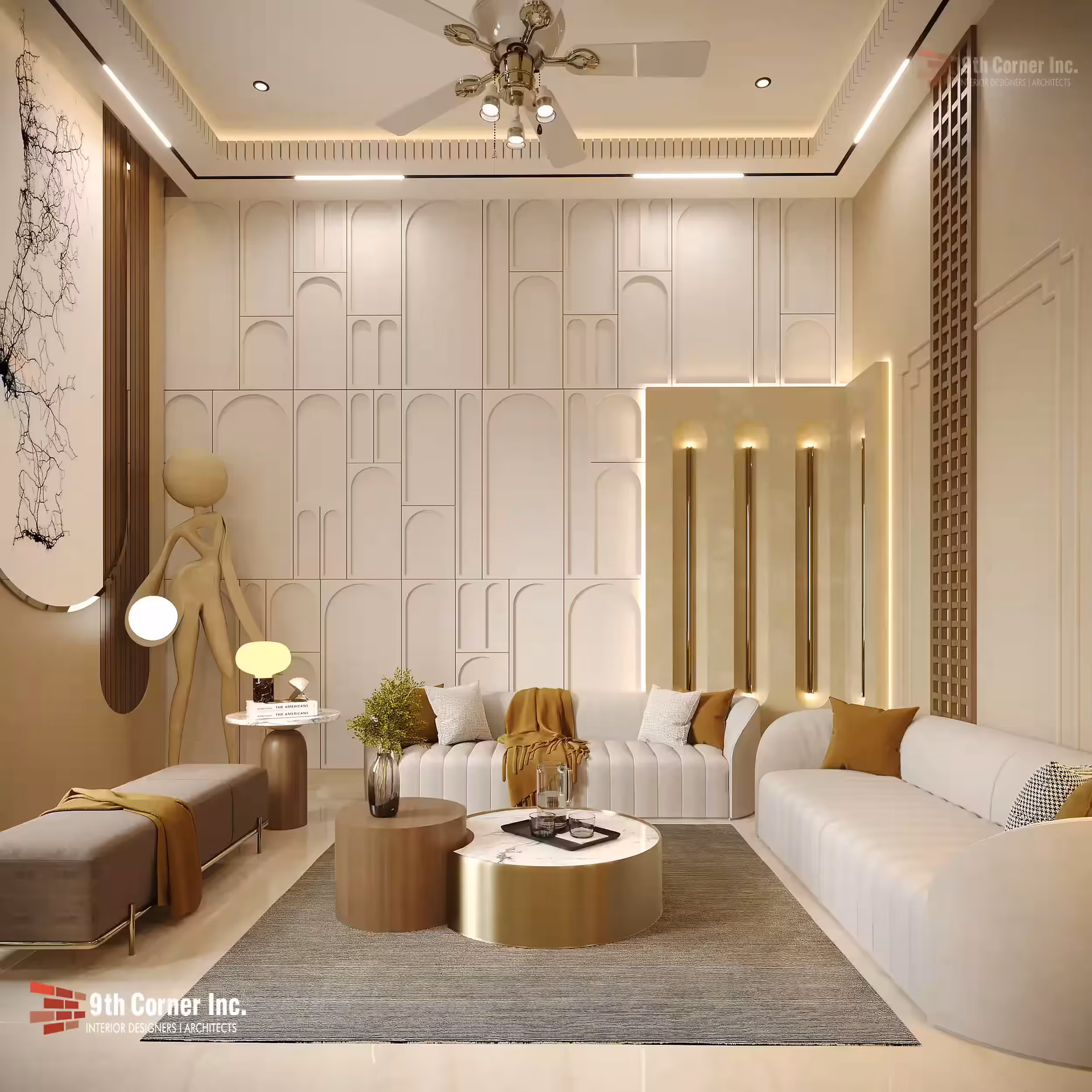 Cozy family lounge interior at Mr Raj Gupta residence in Gujranwala Town by Ninth Corner