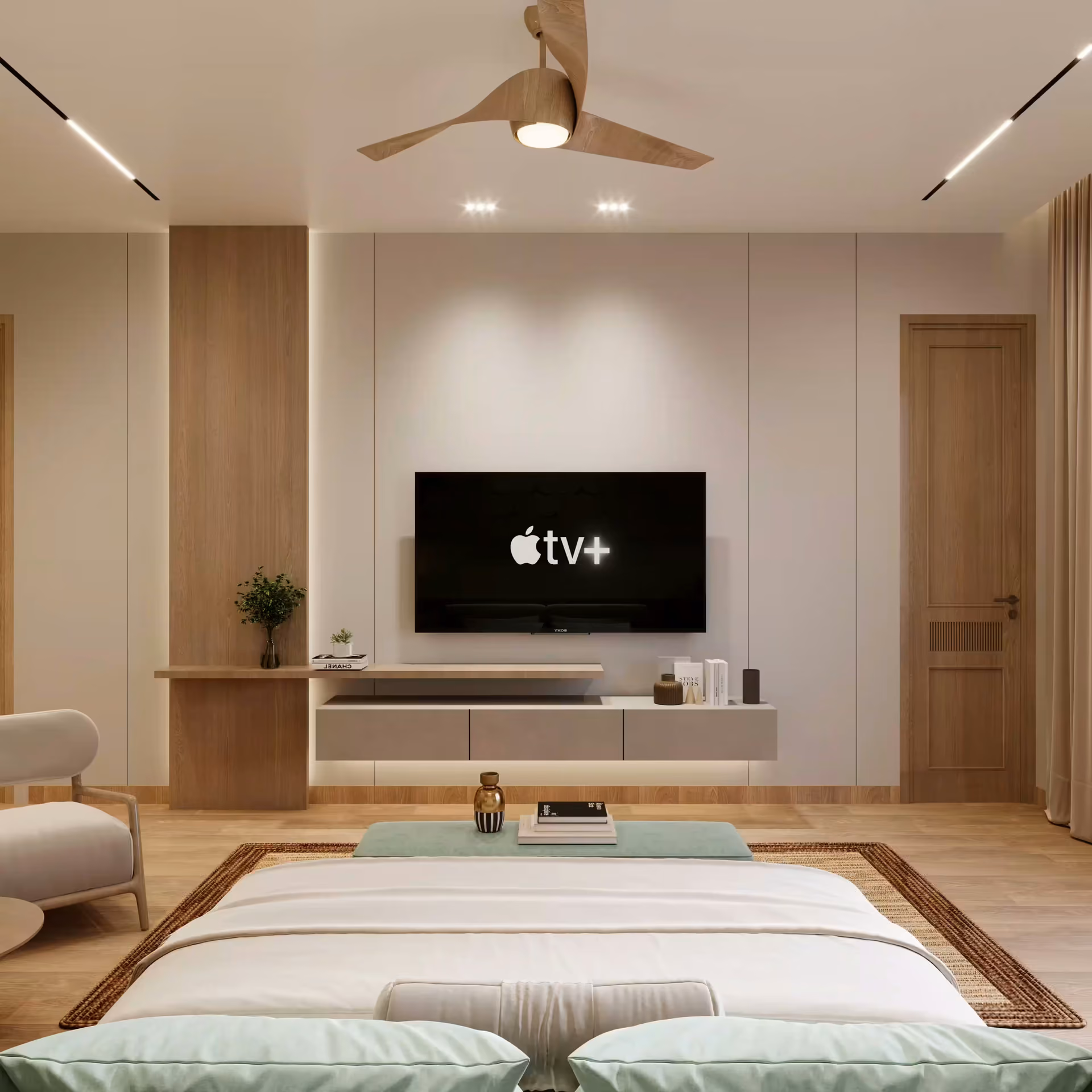 Contemporary drawing room design at Mr Rao residence in Green Park by Ninth Corner