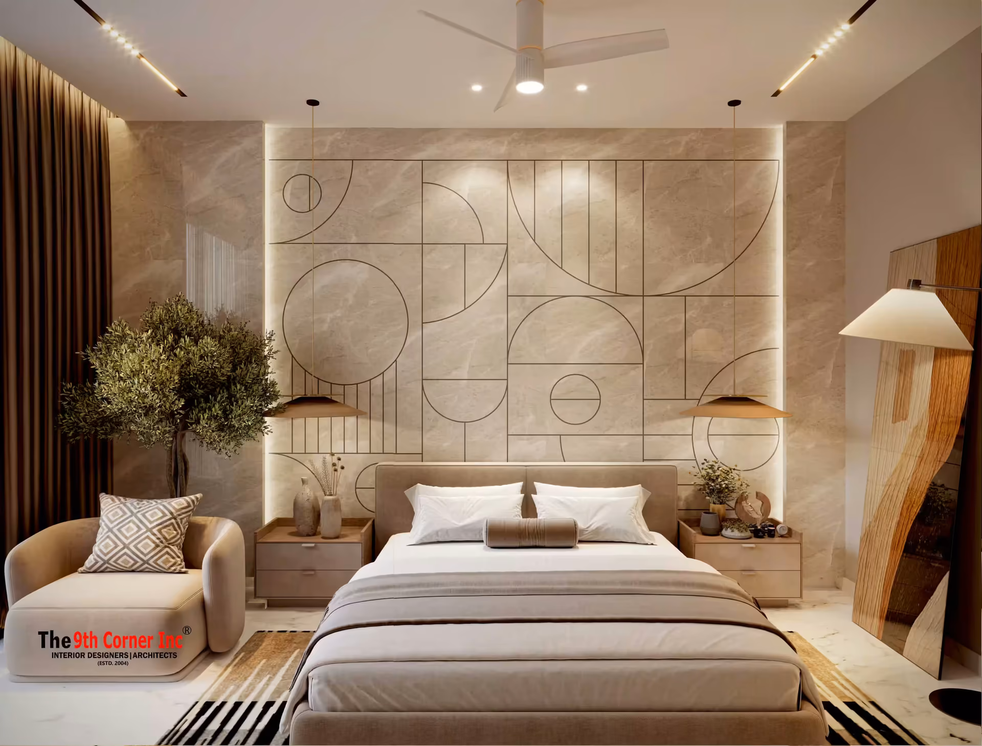 Refined wall panelling detail at Mr Rao residence in Green Park by Ninth Corner