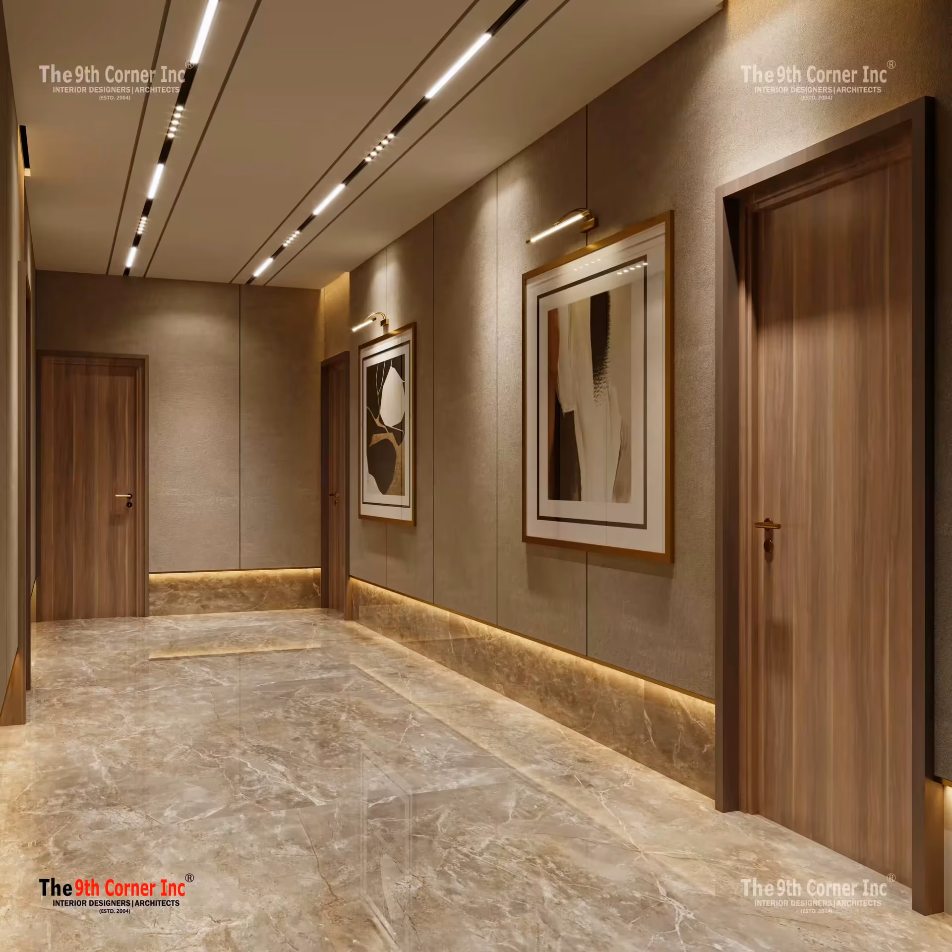 Warm guest bedroom interior at Mr Sachin residence in Saket by Ninth Corner