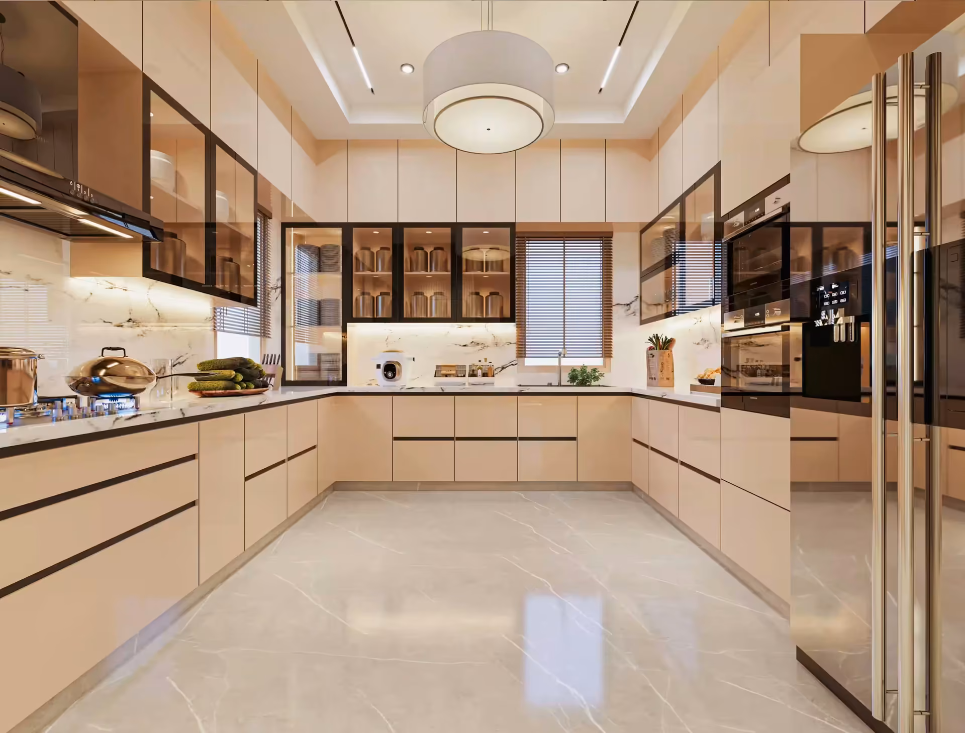 Designer false ceiling and lighting at Mr Sachin residence in Saket by Ninth Corner