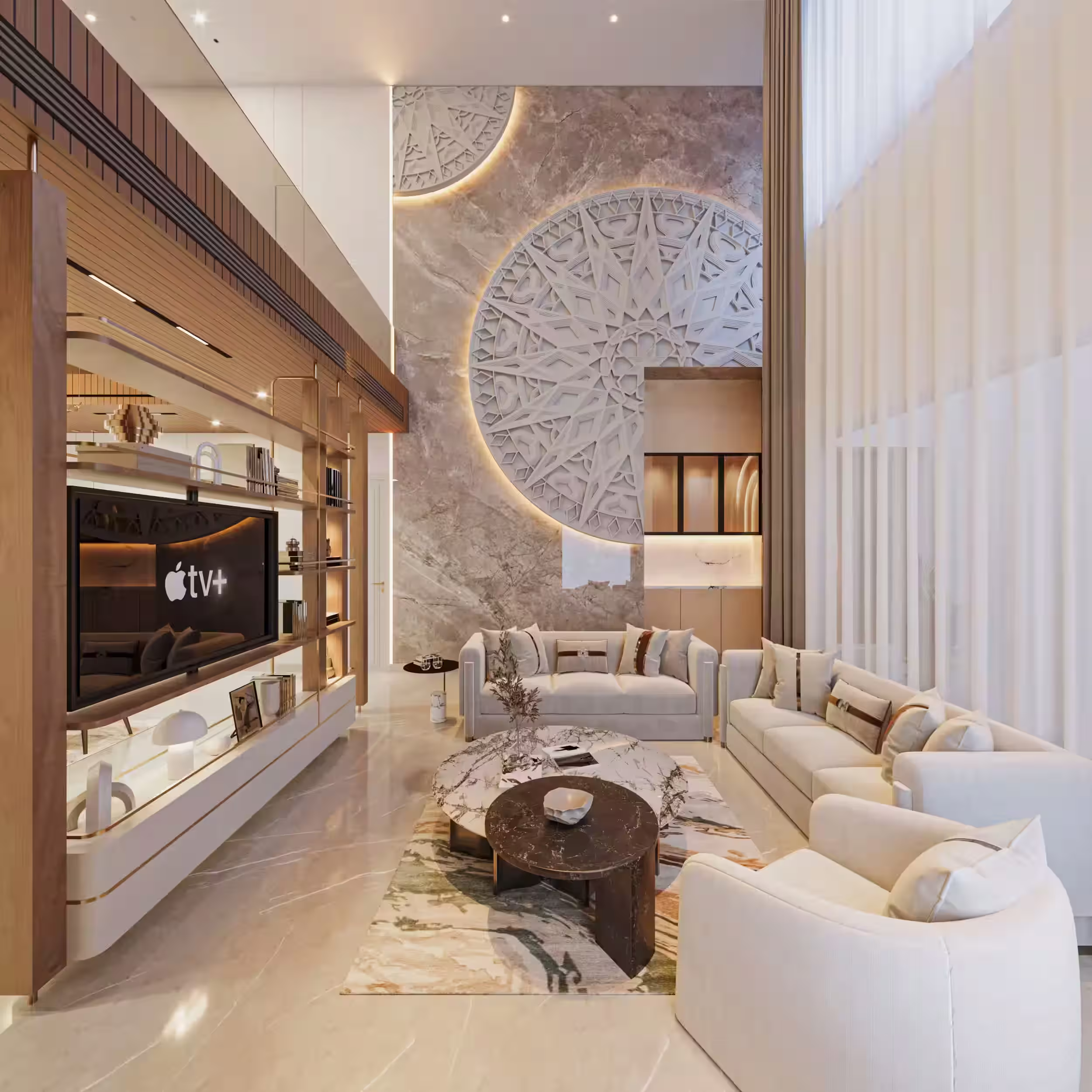 Refined wall panelling detail at Mr Sachin residence in Saket by Ninth Corner