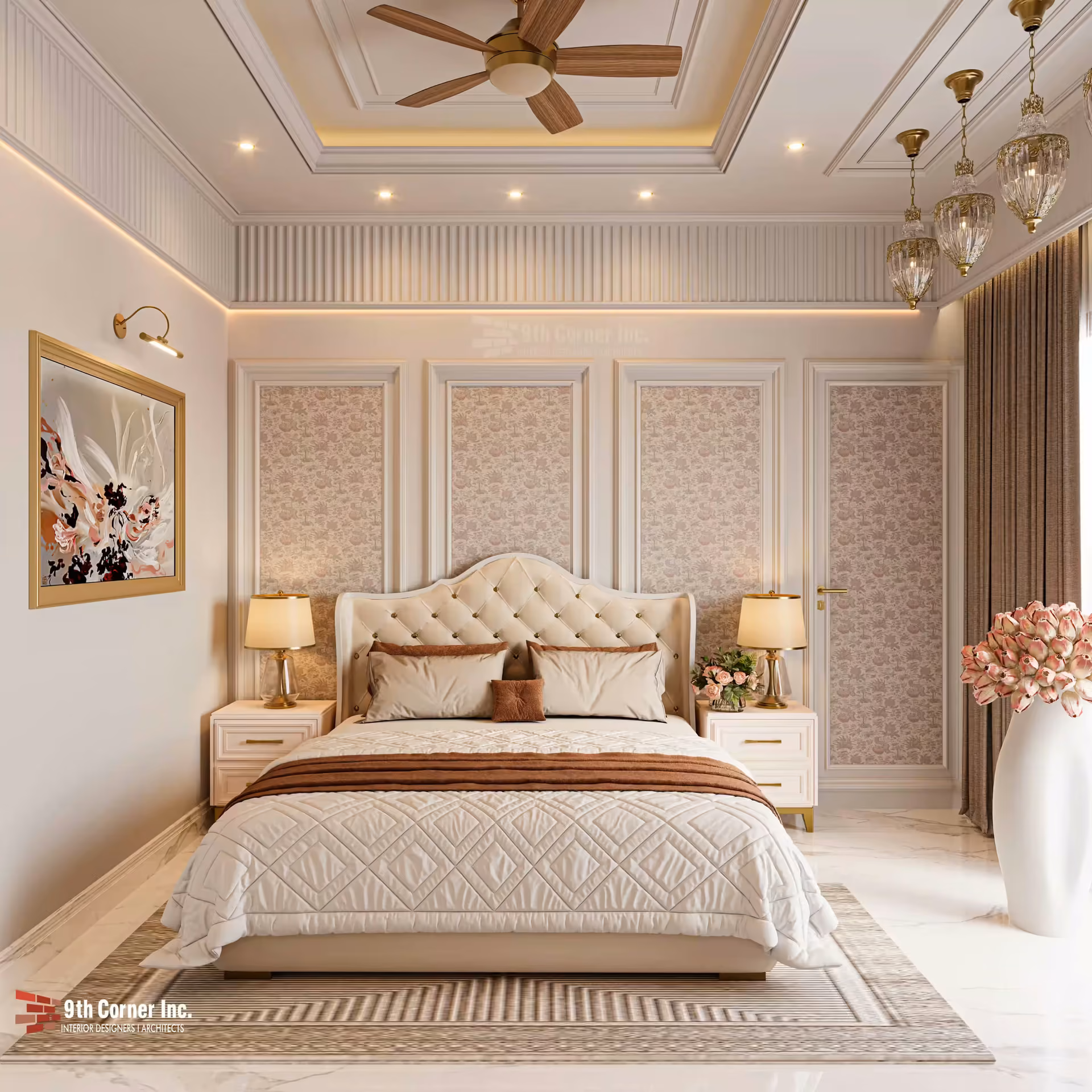 Stylish dining area interior at Mr Umesh Jain residence in Bhiwani by Ninth Corner