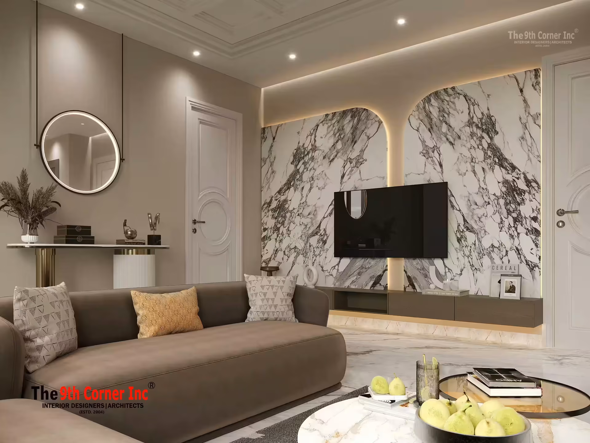 Refined wall panelling detail at Mr Vijay Singh residence in Sonipat by Ninth Corner